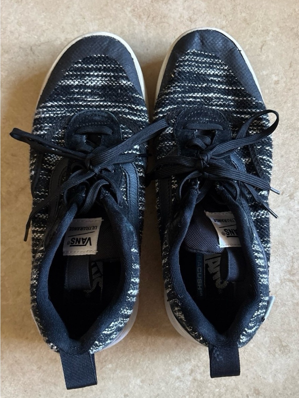 Vans Black and White Knit Athletic Shoes